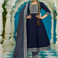 Dazzling Blue Color Rayon Foil Print And Embroidery work Salwar Suits For Women