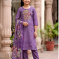 Stunning Purple Color Silk With Embroidery Work Kurti Suits For Women