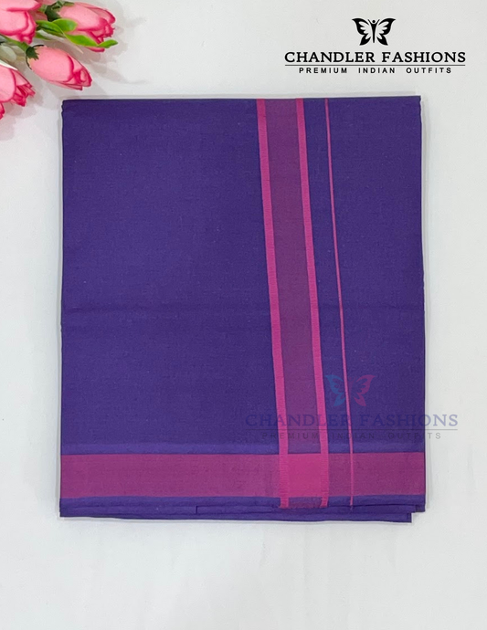 Alluring Dark Violet Color Cotton Dhoti For Men