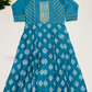 Attractive Teal Blue Color Cotton With Embroidery Sequins Work Kurti For Women