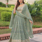Attractive Pista Green Color Faux Georgette With Embroidery And Sequins Work Lehenga Choli With Dupatta In USA