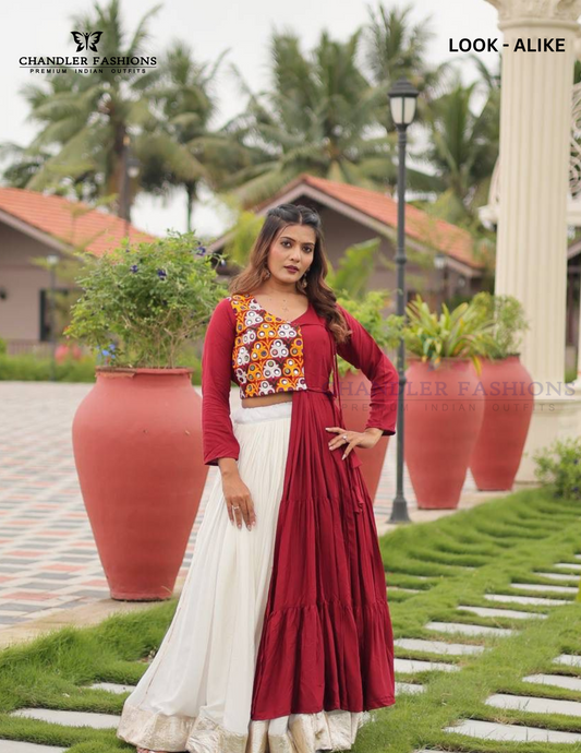 Alluring Maroon Colored Pure Cotton Kamthi Work And Mirror Chaniya Choli Sets For Women
