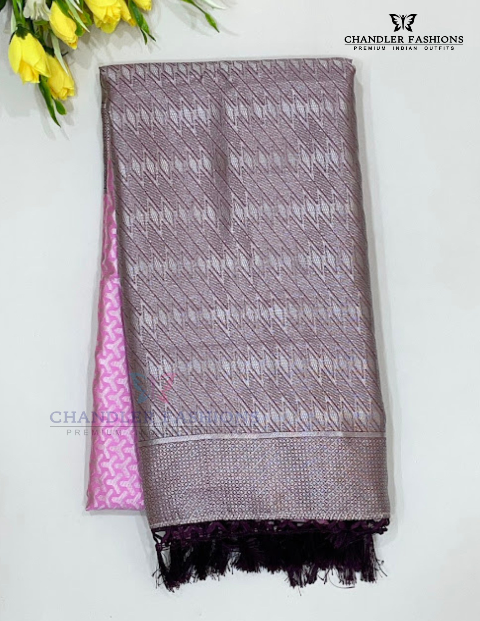 Attractive Pink Color Art Silk With Zari Work Saree For Women