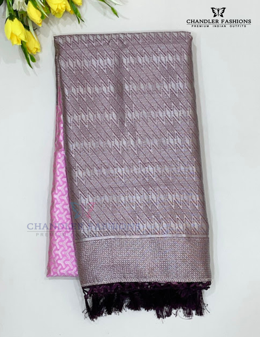 Attractive Pink Color Art Silk With Zari Work Saree For Women