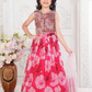 Beautiful Pink Color Chanderi Cotton Embroidery Work Choli Set For Girls