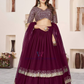 Wonderful Wine Color Georgette With Embroidery And Sequins Work Lehenga For Women