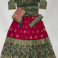 Pretty Green And Pink Colored Silk Choli Sets With Zari Work 