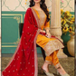 Yellow Color Silk Cotton With Embroidery And Sequins Work Salwar Suits In USA