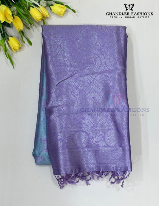 Elegant Sea Blue Color Art Silk Saree For Women
