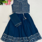 Alluring Teal Blue Color Georgette With Embroidery And Mirror Work Girls Choli Sets
