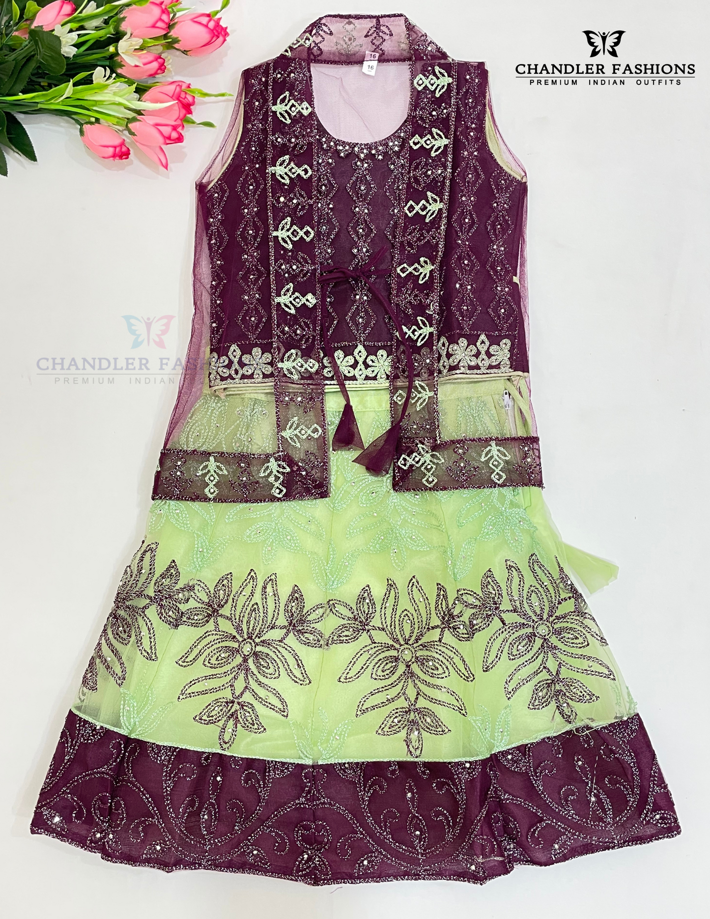 Ravishing Purple Color Girls Choli Sets With Embroidery And Sequins Work