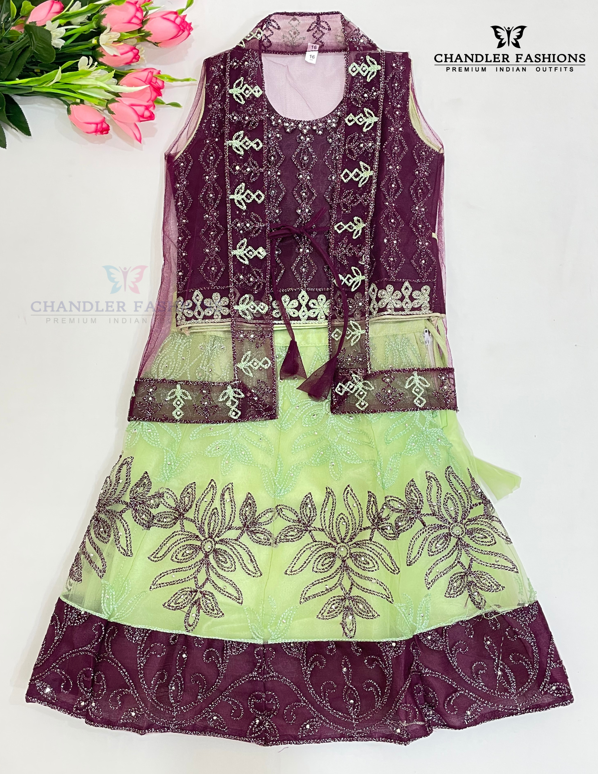 Ravishing Purple Color Girls Choli Sets With Embroidery And Sequins Work