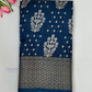 Alluring Blue Color With Printed Work Silk Cotton Saree For Women