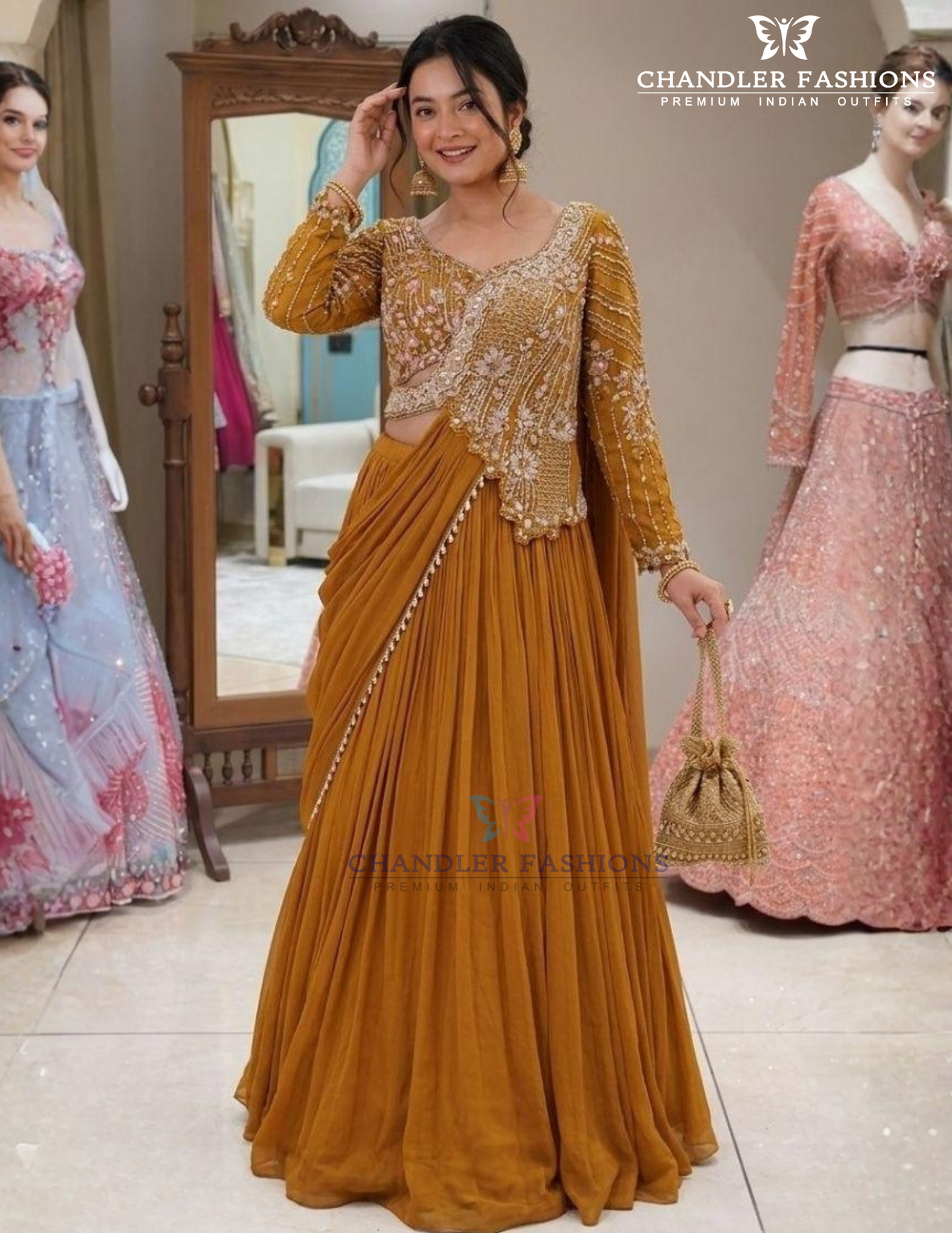 Charming Yellow Color Rangoli With Embroidery And Sequins Work Ready To Wear Saree For Women