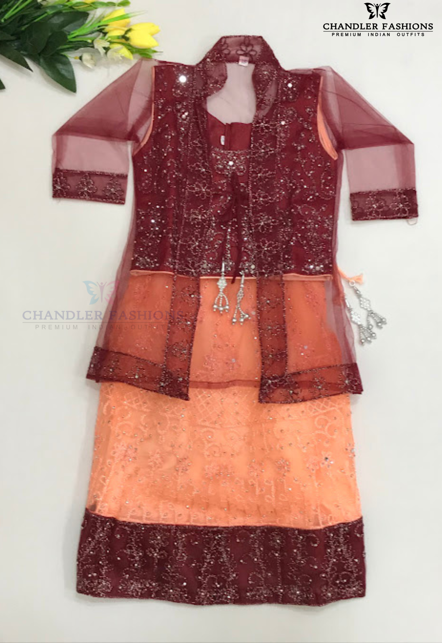 Attractive Maroon Color Girls Choli Sets