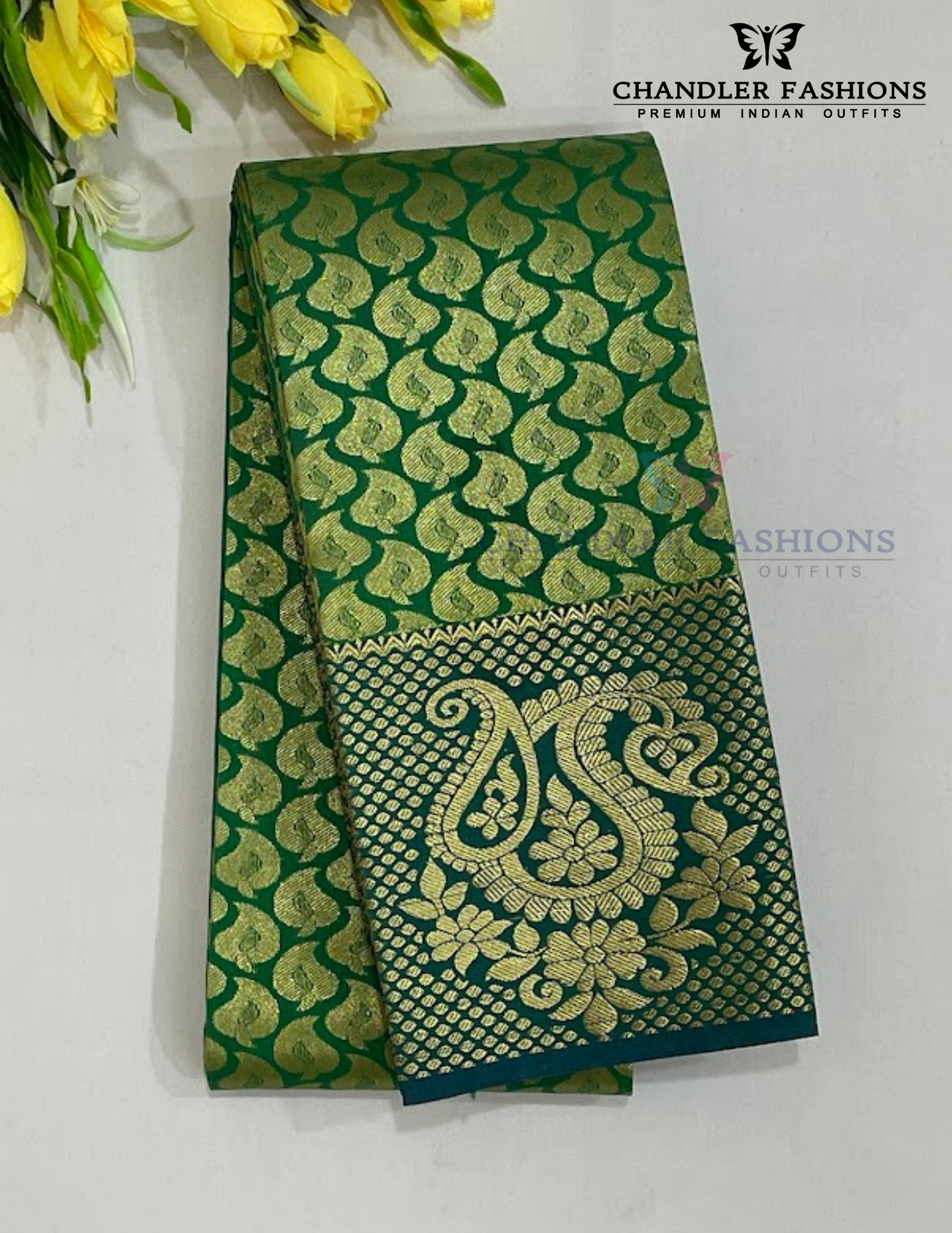 Beautiful Green Color Art Silk Saree With Zari Work For Women