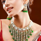 Glamorous White Stones With Green Pearl And Unique Design Choker Set For Women