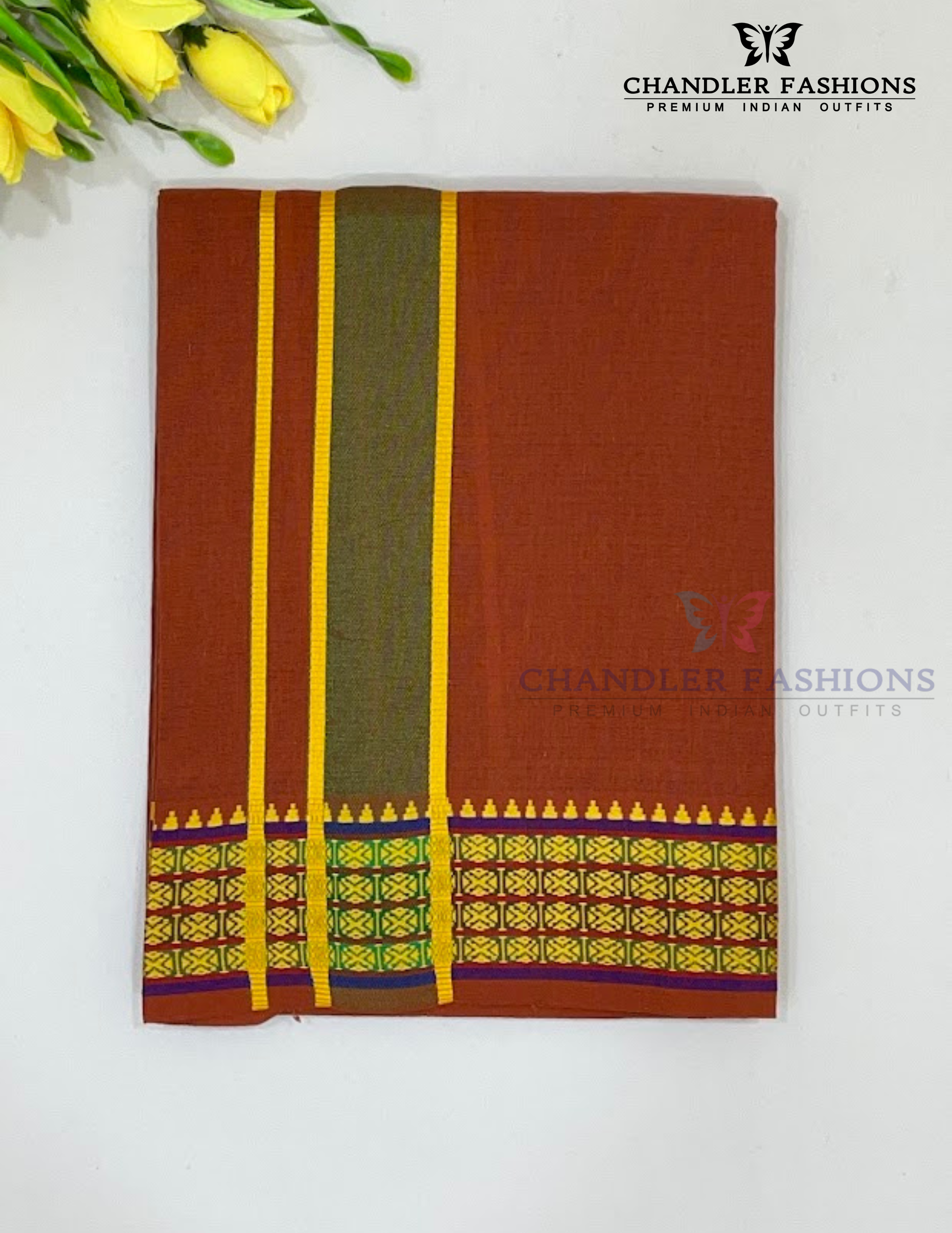 Charming Men's Kavi Color Cotton Dhoti