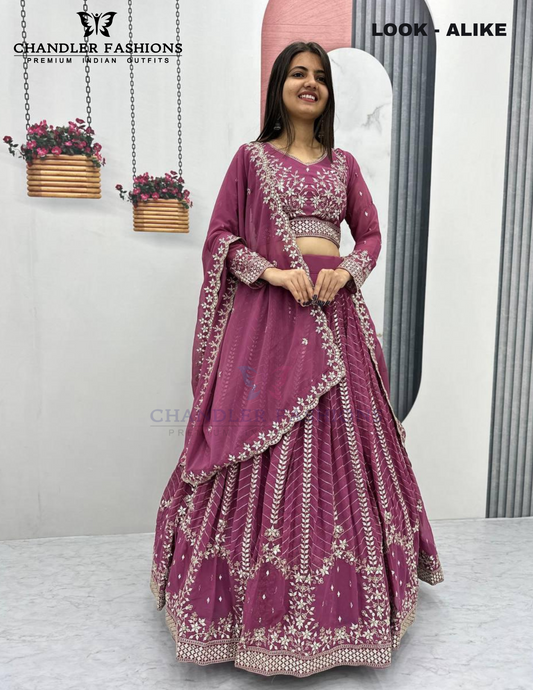 Stunning Light Purple Color Embroidery And Sequins Work Lehenga Choli For Women