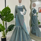 Attractive Teal Blue Color Sequins Work Lehenga Saree For Women