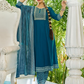 Dazzling Teal Blue Color Rayon Foil Print And Embroidery work Salwar Suits For Women