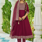 Gorgeous Maroon Color Rayon Foil Print And Embroidery work Salwar Suits For Women