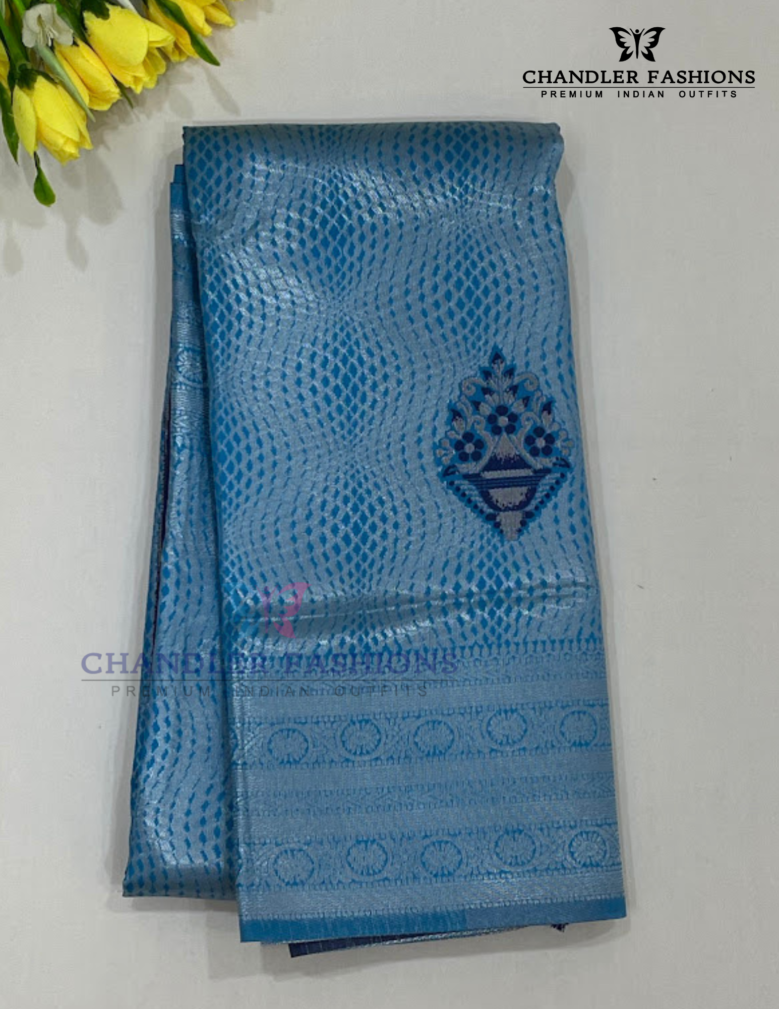Stunning Sky Blue Color Art Silk Saree With Dark Blue Color Rich Pallu For Women