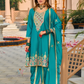 Gorgeous Teal Green Color Heavy Chinon With Embroidery Work Kurti Suits For Women