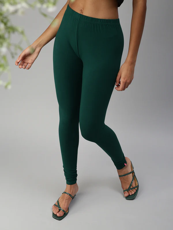Stretchable Cotton Fabric Bottle Green Leggings in Gila Bend