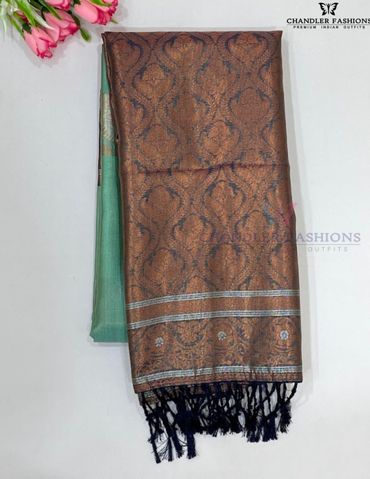 Wonderful Green Color Tissue Silk Saree For Women