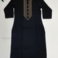 Pretty Black Color Embroidery And Printed Design Kurti For Women