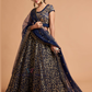 Alluring Blue Color Soft Net With Thread Embroidery And Sequins Work Lehenga Choli With Dupatta For Women