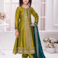 Elegant Mehendi Green Color Embroidery And Sequins Work Kurti Suit