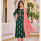 Attractive Green color Rayon With Classy Gold Print Fancy Embroidery Work