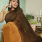 Latest Georgette Crush Yellow Saree With Stitched Blouse In Mesa