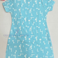 Alluring Sky Blue Colored Cotton Printed Work Kurti For Girls
