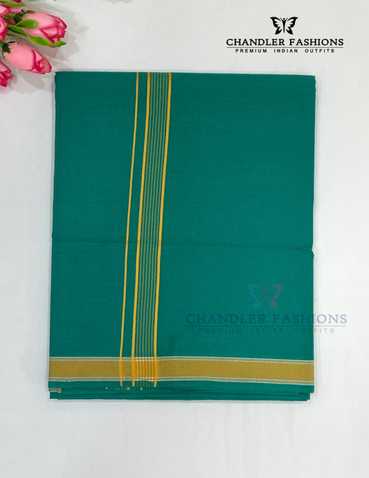 Elegant Rama Green Color Cotton Dhoti For Men