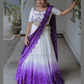 Alluring White And Violet Color Lehenga Choli With Printed Work For Women