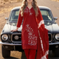 Stunning Maroon Color Cotton With Embroidery Work Salwar Suits For Women