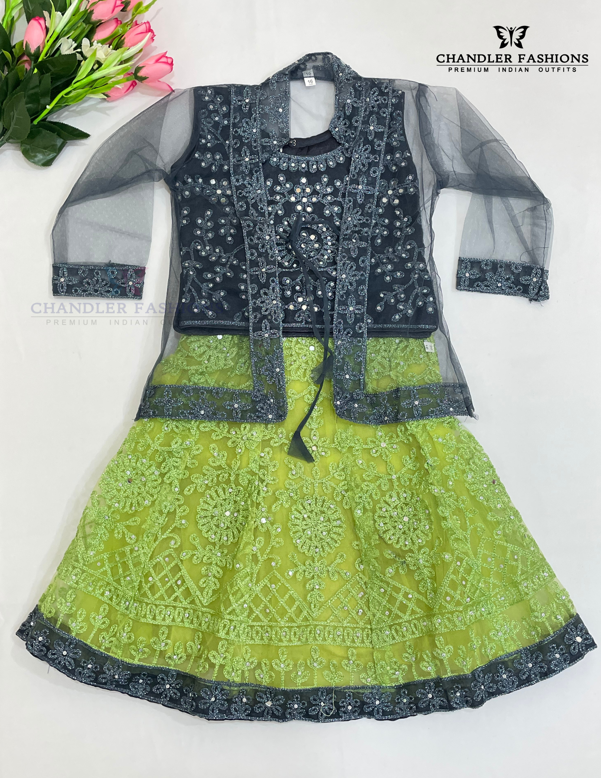 Graceful Gray Color Georgette With Embroidery And Sequins Work Girls Choli Sets