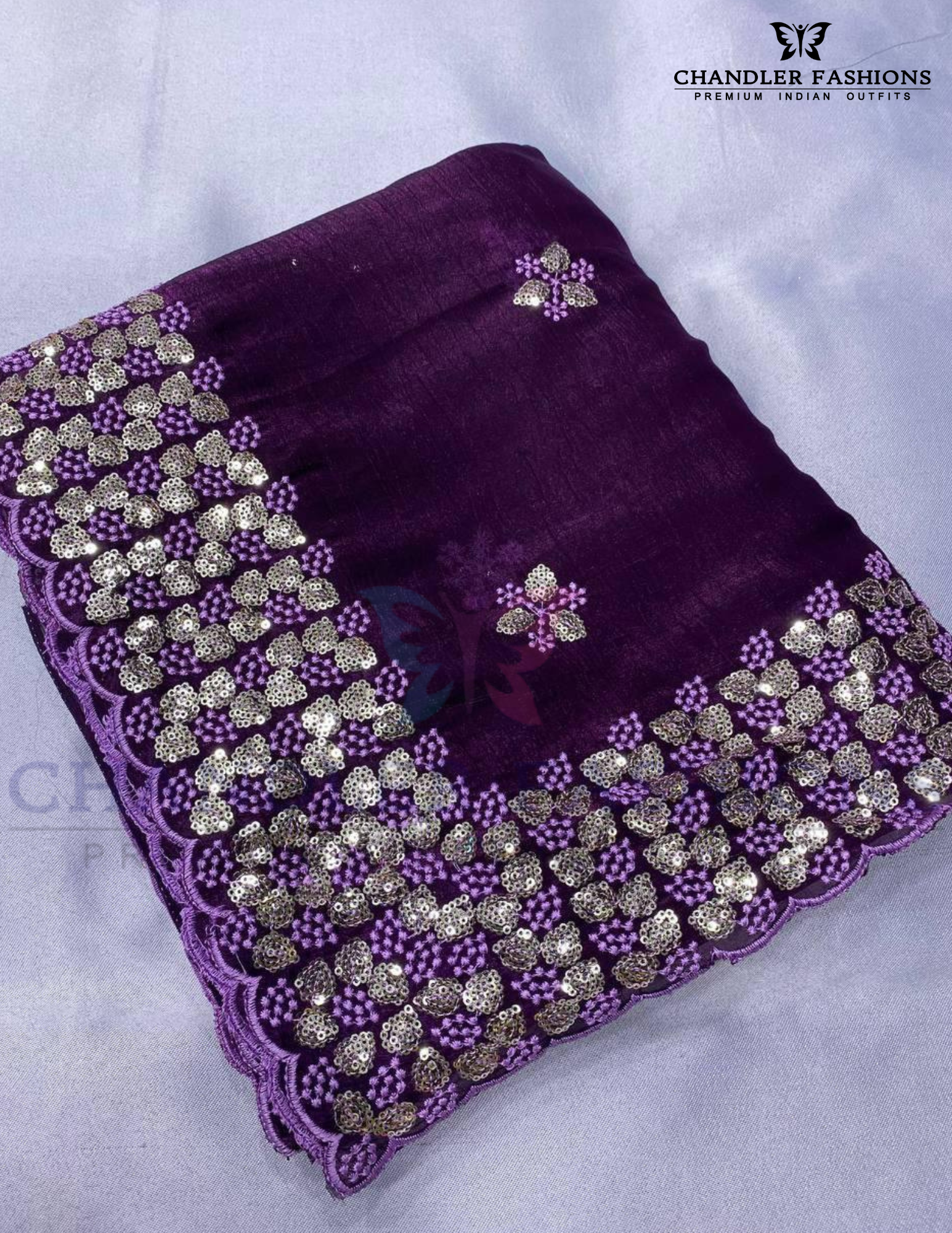 Pretty Sequins Saree With Embroidery Work In USA