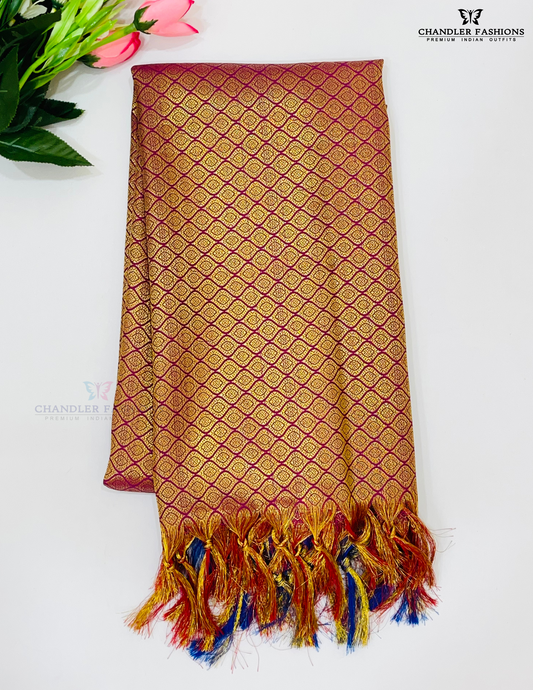 Charming Purple Color Art Silk Shawl With Zari Work For Guest