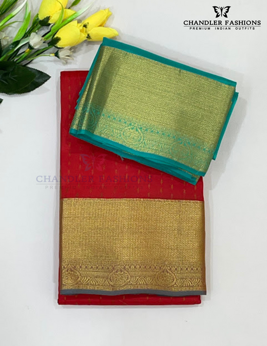 Beautiful Red Color Pure Kanchi Silk With Gold Zari Work Saree For Women - SILKMARK CERTIFIED
