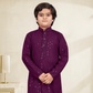 Attractive Violet Color Kid's Straight Rayon Kurta With Embroidery Work With Pajama Pant Near Me