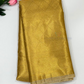 Beautiful Gold Color Tissue Silk With Self Designed And Zari Work Saree For Women
