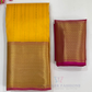Wonderful Yellow Color Pure Kanchi Silk With Pink Pallu And Gold Zari With Tradition Motifs Border Work Saree For Women - SILKMARK CERTIFIED