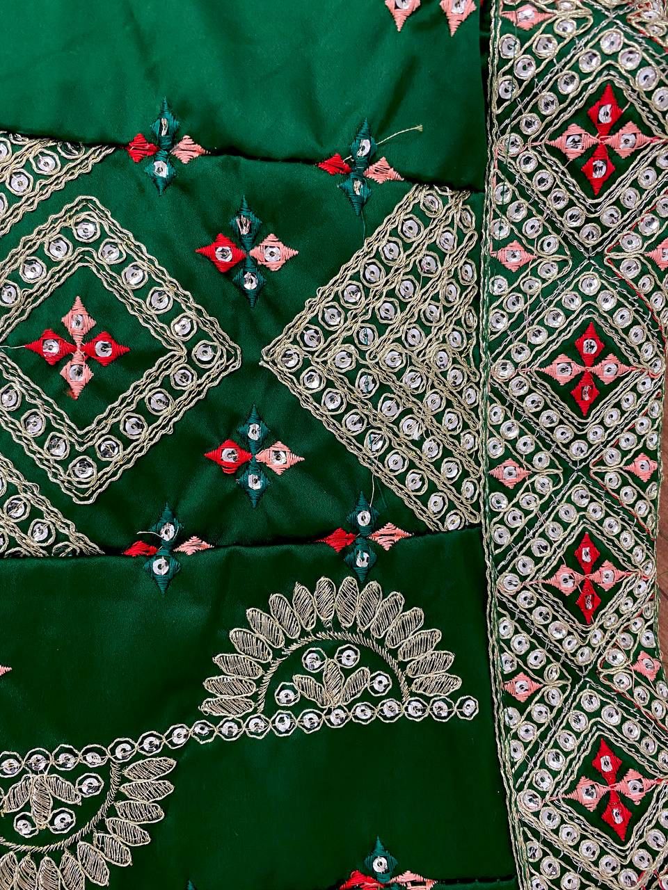 Attractive Green Color Party Wear Malay Satin Silk Sequins Embroidery Work Lehenga Choli In Tempe