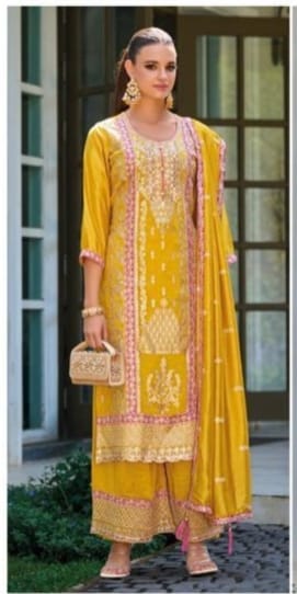 Gorgeous Yellow Color Premium Silk With Embroidery Kurti With Dupatta