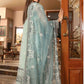 Teal Blue Color Georgette Salwar Suits With Heavy Embroidered Work in USA