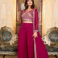 Maroon Color Lace Kurti With Palazzo Suits For Women In Yuma